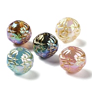 Golden Metal Enlaced Opaque Acrylic Beads, Round, Mixed Color, 15.5mm, Hole: 3mm(OACR-H040-08)