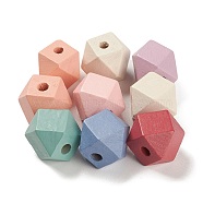 Spray Painted Natural Maple Wood Beads, Hexagon, Mixed Color, 15x18.5x14.5mm, Hole: 3.5mm(WOOD-M007-07B)
