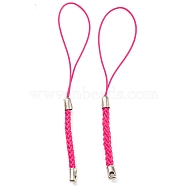Polyester Cord Mobile Straps, with Platinum Plated Iron Findings, Cerise, 8~9cm(FIND-G063-02P-09)
