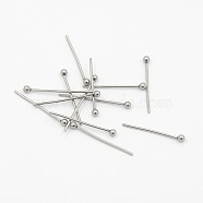 304 Stainless Steel Ball Head pins, Stainless Steel Color, 18x0.7mm, 21 Gauge, Head: 1.9mm, about 500pcs/bag(STAS-M010-18mm-01)