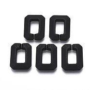 Spray Painted CCB Plastic Linking Rings, Quick Link Connectors, For Jewelry Cross Chains Making, Rectangle, Black, 28x21x6mm, Inner Diameter: 8x15mm(CCB-R104-09-01)