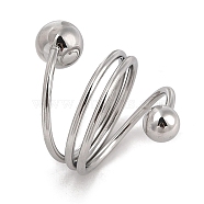 304 Stainless Steel Wire Wrap Spiral Cuff Rings for Women, Stainless Steel Color, Inner Diameter: 18mm(RJEW-G315-08B-P)