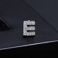 Platinum Brass Micro Pave Cubic Zirconia Stud Earrings, Initial Letter, Letter E, No Size(XI6969-5)