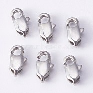 304 Stainless Steel Lobster Claw Clasps, Stainless Steel Color, 9x5x3mm, Hole: 1mm(STAS-P190-01)