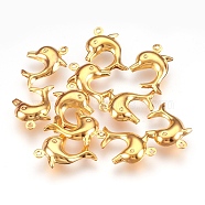 304 Stainless Steel Pendants, Dolphin, Golden, 19x16x4.5mm, Hole: 1mm(STAS-G176-26G)