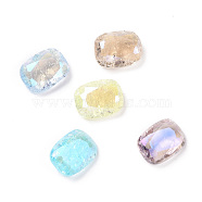 Crackle Moonlight Style Glass Rhinestone Cabochons, Pointed Back, Rectangle, Mixed Color, 8x6x3mm(RGLA-J038-IO)