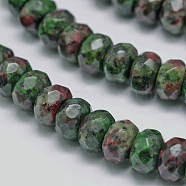 Faceted Natural Ruby in Zoisite Rondelle Beads Strands, Dyed, 8x5mm, Hole: 1mm, about 76pcs/strand, 15.2 inch(G-K090-04)
