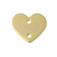 Brass Connector Charms, Heart Links, Real 24K Gold Plated, 10x11x0.6mm, Hole: 1.4mm(KK-P259-25G)