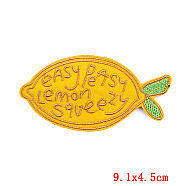 Word Pattern Computerized Embroidery Cloth Iron on/Sew on Patches, Costume Accessories, Lemon Pattern, 45x91mm(PATC-PW0002-16B)