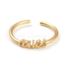 Constellation/Zodiac Sign Brass Cuff Rings, Open Rings, Real 18K Golden Plated, Aries, word: 11x3mm, US Size 7 1/4(17.5mm)(RJEW-J074-05G-A)