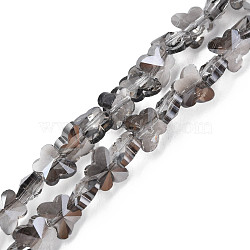 Electroplate Transparent Glass Beads Strands, Pearl Luster Plated, Faceted, Butterfly, Gray, 8x10x6mm, Hole: 1mm, about 100pcs/strand, 28.74 inch(73cm)(EGLA-N002-20A-F02)