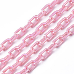 Acrylic Opaque Cable Chains, AB Color, Oval, Pearl Pink, 13x8x2mm, 19.68 inch(50cm)/strand(X-PACR-N009-002G)