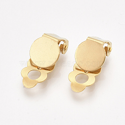 304 Stainless Steel Clip-on Earring Findings, with Round Flat Pad, Flat Round, Golden, Tray: 8mm, 18x8x6mm, Hole: 3mm(X-STAS-T045-33A-G)
