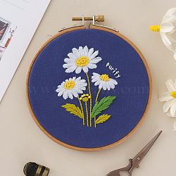 DIY Embroidered Making Kit, Including Linen Cloth, Cotton Thread, Water Erasable Pen Refills, Iron Needle, Flower Pattern, 25x25x0.01cm(DIY-F088-05B)