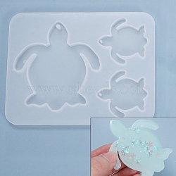 Turtle Pendant Silicone Molds, Resin Casting Molds, For UV Resin, Epoxy Resin Jewelry Making, White, 85x110.5x5.5mm, Turtle: 66.5x64.5mm and 36.5x35.5mm(DIY-I026-22)