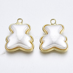 Alloy Pendants, with Imitation Pearl ABS Plastic, Bear, Cadmium Free & Lead Free, Light Gold, Creamy White, 18x15x7mm, Hole: 1.6mm(PALLOY-T067-212-RS)