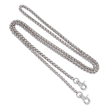 Bag Strap Chains, with Iron Rope Chains and Alloy Swivel Clasps, for Bag Straps Replacement Accessories, Platinum, 119x0.6cm