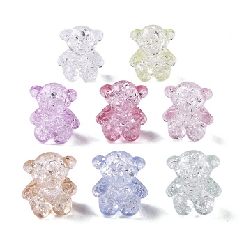 Crackle Transparent Acrylic Beads, Mixed Color, Bear, 17.5x15x10.5mm, Hole: 2.5mm, about 384pcs/500g