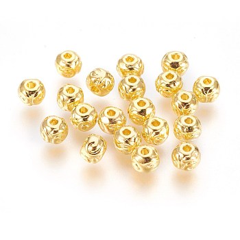 Tibetan Style Alloy Beads, Round, Lead Free & Cadmium Free, Golden, 5.5x4.5mm, Hole: 1mm