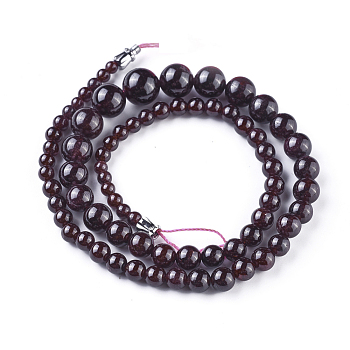 Natural Garnet Beaded Necklaces, with Brass Screw Clasps, Graduated, Round, (17 inch)43.3cm