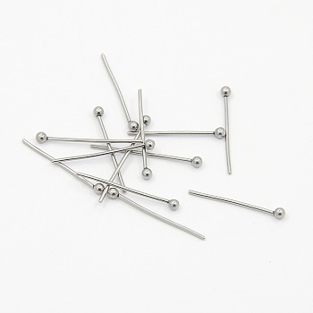 304 Stainless Steel Ball Head pins, Stainless Steel Color, 18x0.7mm, 21 Gauge, Head: 1.9mm, about 500pcs/bag
