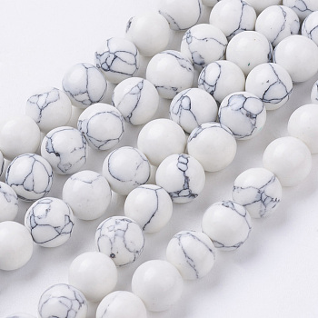 Synthetic Howlite Beads Strands, Round, 8mm, about 50pcs/strand, 15.7 inch
