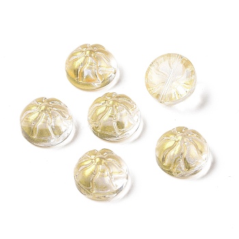 Transparent Spray Painted Glass Beads, Steamed Stuffed Bun Shape, Champagne Yellow, 12x8mm, Hole: 1.2mm