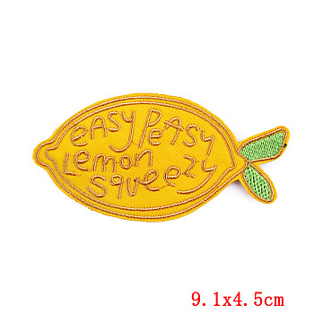 Word Pattern Computerized Embroidery Cloth Iron on/Sew on Patches, Costume Accessories, Lemon Pattern, 45x91mm