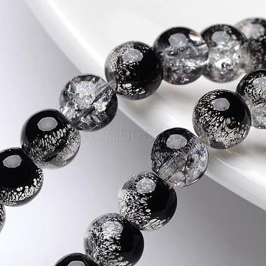 6mm Black Round Crackle Glass Beads