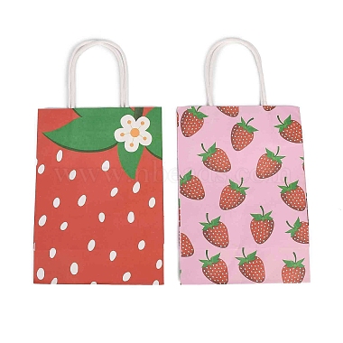 2 Styles Strawberry Print Paper Gift Bags with Handles(TH-CBA170C-07)-1