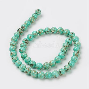 Chapelets de perles de coquillage de mer et turquoise synthétique(G-G758-07-4mm)-2