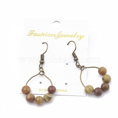 Natural Picasso Stone/Picasso Jasper Dangle Earrings(EJEW-S202-011A)-2