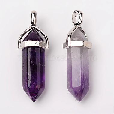 Natural Amethyst Double Terminated Pointed Pendants(G-F295-05C)-2
