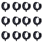12Pcs 304 Stainless Steel Huggie Hoop Earrings Findings, with Vertical Loop, Ring, Electrophoresis Black, 15x13x4mm, Hole: 1.4mm, Pin: 1mm(STAS-UN0043-44)
