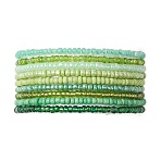 9Pcs Rondelle Glass Seed Beaded Stretch Bracelet Sets, Stackable Bracelets for Women, Green, Inner Diameter: 2-5/8 inch(6.7cm), about 9Pcs/Set(BJEW-JB10418)