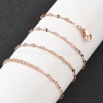 Brass Dapped Chains Necklaces for Women, with 304 Stainless Steel Lobster Clasp, Rack Plating, Lead Free & Cadmium Free, Long-Lasting Plated, Rose Gold, 17.56 inch(44.6cm)(NJEW-D302-23RG)
