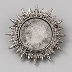 Tibetan Style Zinc Alloy Bolo Tie Slides Clasp Cabochon Settings, Blank Bolo Tie Slides Low Profile Accessories, Antique Silver, Sun, Tray: 25mm, 46x9mm(FIND-WH0260-37K-AS)