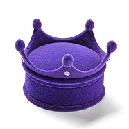 Flocking Plastic Crown Finger Ring Boxes, for Valentine's Day Gift Wrapping, with Sponge Inside, Purple, 6.7x6.5x4.5cm, Inner Diameter: 5.1cm(CON-B008-01C)