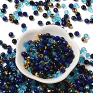 Glass Beads, Faceted, Rondelle, Medium Blue, 6x5mm, Hole: 1mm, about 2360pcs/500g(EGLA-A034-LM6mm-36)