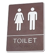 Acrylic TOILET Sign Stickers, Public Toilet Sign, for Wall Door Accessories Sign, Coconut Brown, 202x152x4.5mm(DIY-WH0183-20B)