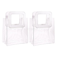 PVC Laser Transparent Bag, Tote Bag, with PU Leather Handles, for Gift or Present Packaging, Rectangle, White, 10x7-1/8 inch(25.5x18cm), 2pcs/set(ABAG-SZ0001-04A-01)