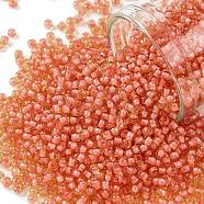 TOHO Round Seed Beads, Japanese Seed Beads, (925) Inside Color Coral Yellow, 11/0, 2.2mm, Hole: 0.8mm, about 1110pcs/10g(X-SEED-TR11-0925)