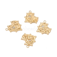 Ion Plating(IP) 304 Stainless Steel Pendants, with Rhinestone, Heart, Golden, 16x19x2mm, Hole: 1.8mm(STAS-E153-17G)