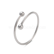 304 Stainless Steel Round Wrap Open Cuff Rings for Women Men, Stainless Steel Color, Inner Diameter: 17mm(RJEW-Z071-01P)