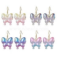Sparkling Acrylic Butterfly Dangle Earrings for Women, Mixed Color, 45.5x29.5mm(EJEW-JE05644)