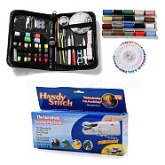 Sewing & Knitting Tools Kits, Including Buttons & Pins & Scissors & Pencil & Sewing Threads & Knitting Neddles & Crochet Hooks & Theader & Ruler & Hand Sewing Machine, Mixed Color, 17x10.7x2.3cm(TOOL-SZ0001-21)