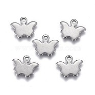 304 Stainless Steel Charms, Butterfly, Stainless Steel Color, 7.5x9.5x1mm, Hole: 1mm(STAS-L136-05)