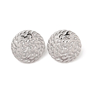 304 Stainless Steel Stud Earrings for Women, Flat Round, 22mm(EJEW-L272-028P-02)