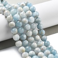 Natural Aquamarine Beads Strands, Round, 10mm, Hole: 1mm, about 38pcs/strand, 15.3 inch(G-R446-10mm-05-01)