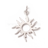 Brass Solar Eclipse Pendants, with Jump Rings, Long-Lasting Plated, Sun, Platinum, 21x18x1mm, Jump Ring: 5x0.7mm, Inner Diameter: 3.6mm(KK-I668-08P)